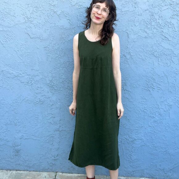 Vintage 90s Maxi Dress Cotton Size Small Dark Green - Picture 12 of 12